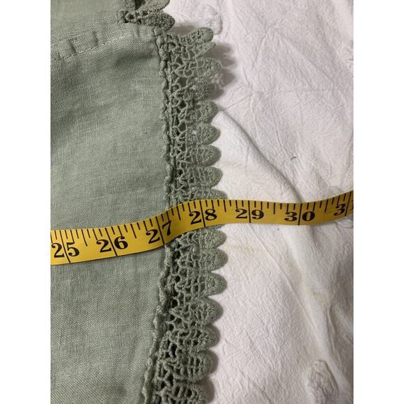 Valentina Naldi Italy Kimono Cardigan 100% Green Linen Crochet Embroidery Sz OS - Picture 5 of 8